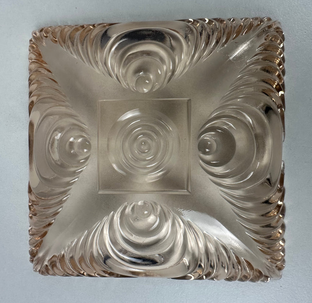 Pink Depression Square Candy Dish- “Soundwave” Hazel Atlas| 1936-1939
