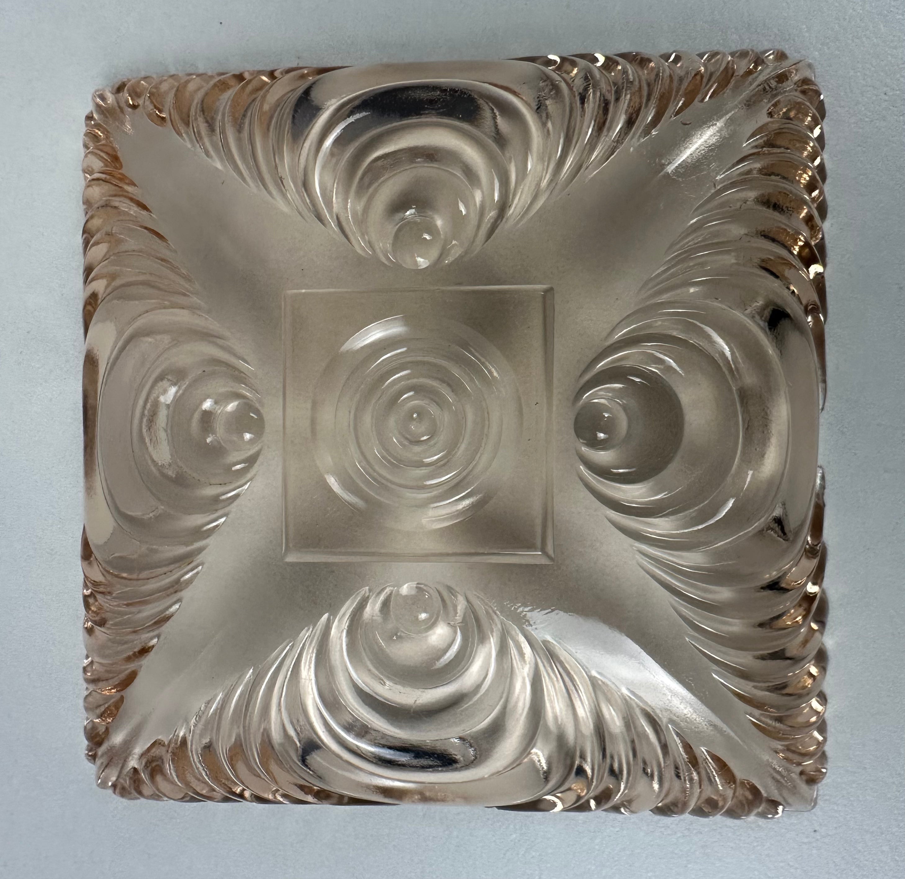 Pink Depression Square Candy Dish- “Soundwave” Hazel Atlas| 1936-1939