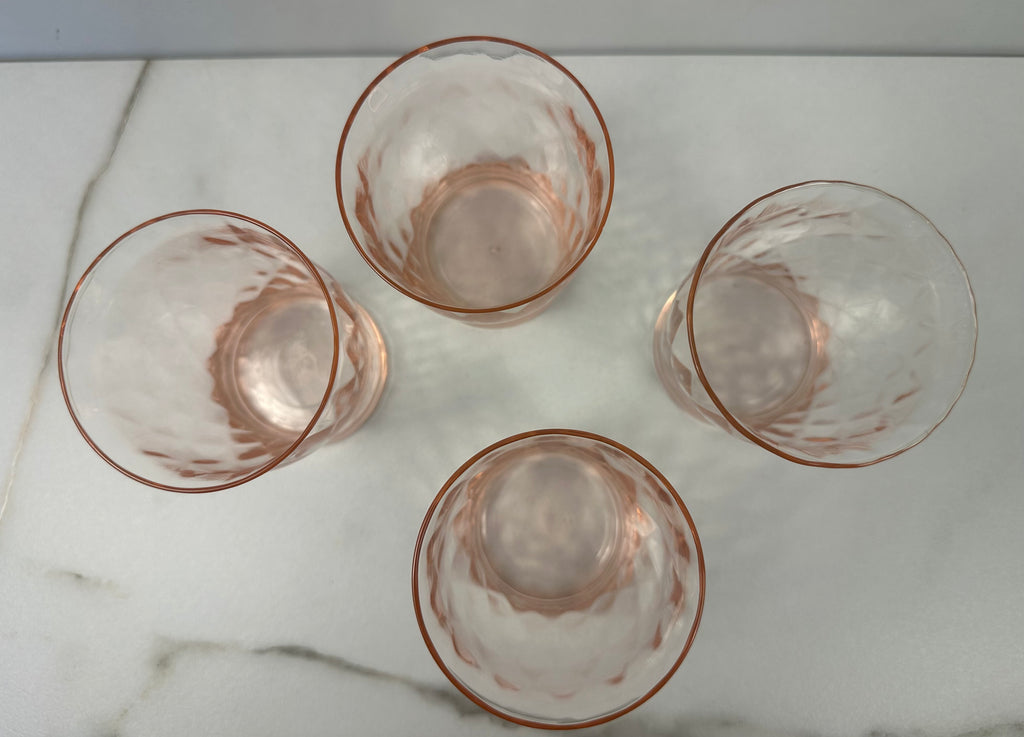 Pink Depression 9 oz Tumbler  - “Hex Optic” Jeannette Glass | 1928- 1932