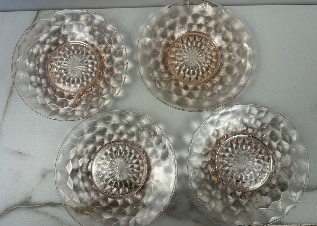 Pink Depression Plate- “Windsor Diamond” Jeannette Glass 1936-1946