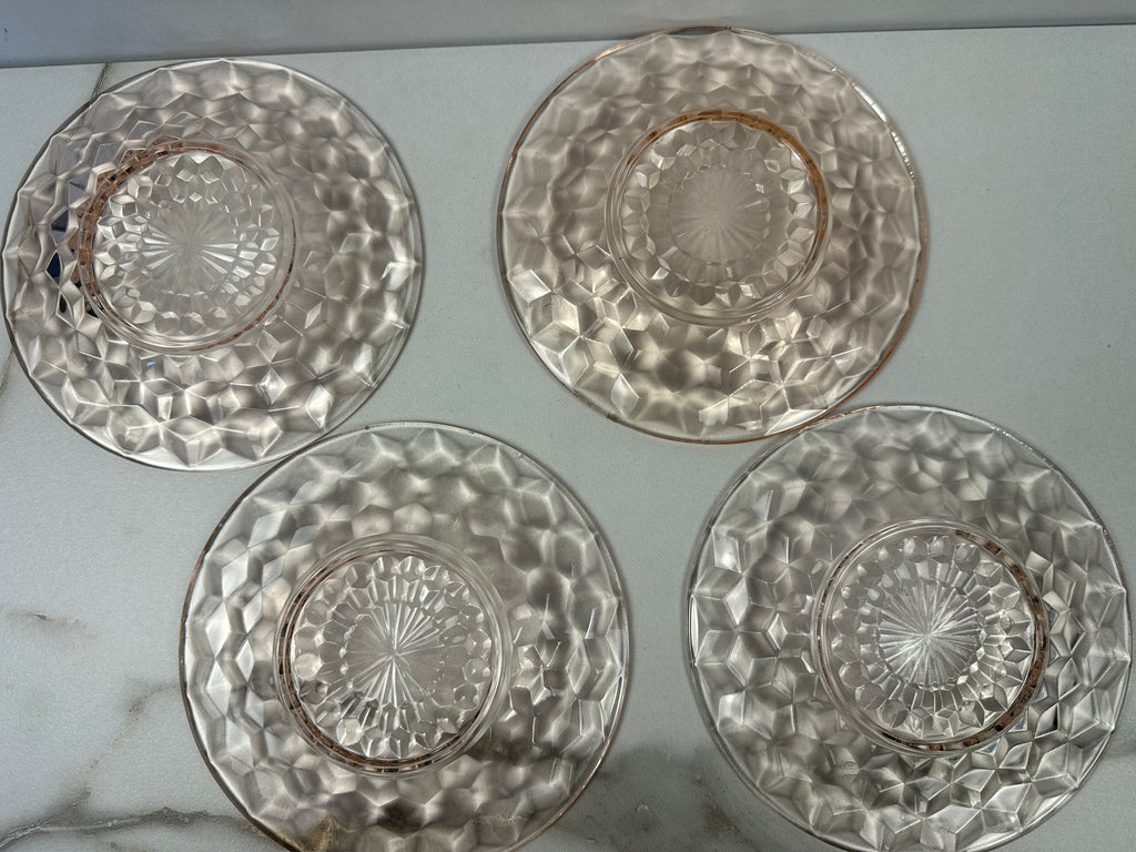 Pink Depression Plate- “Windsor Diamond” Jeannette Glass 1936-1946