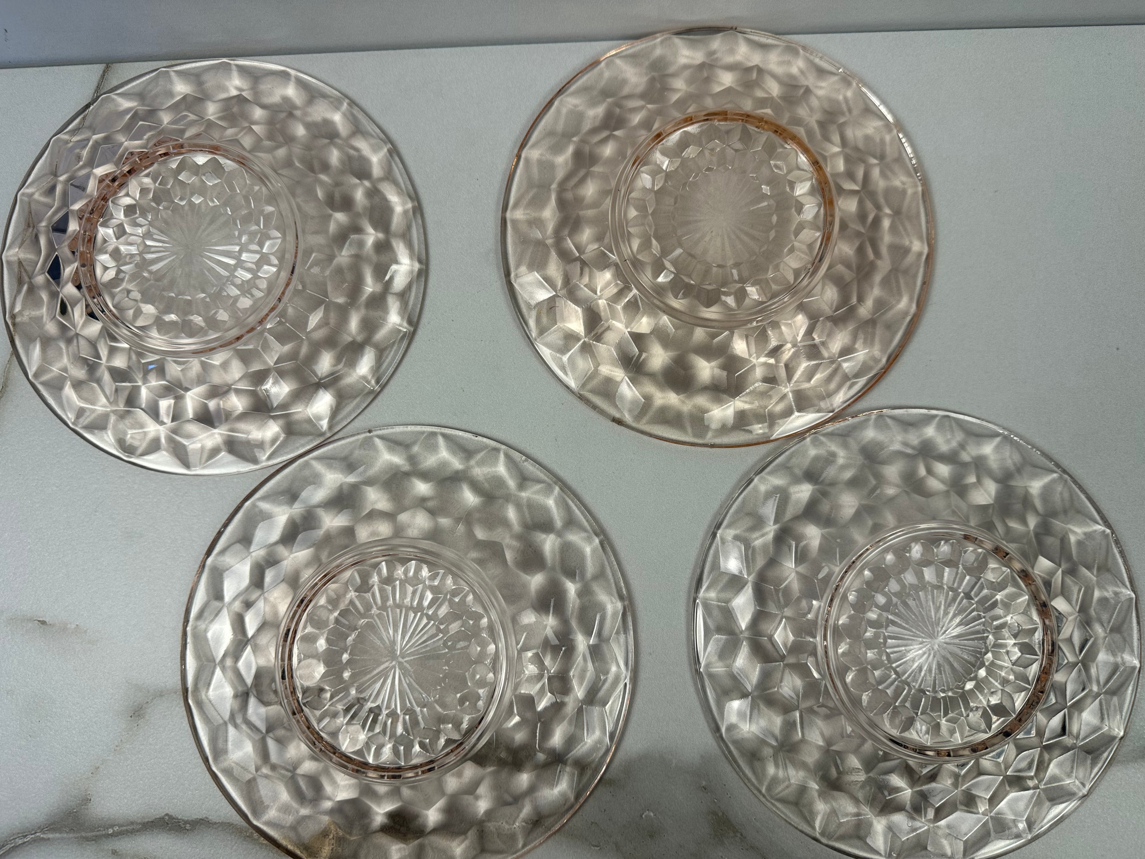 Pink Depression Plate- “Windsor Diamond” Jeannette Glass 1936-1946
