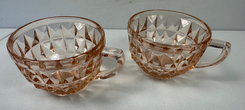 Pink Depression Glass Cup- “Windsor Diamond” Jeannette Glass 1936-1946