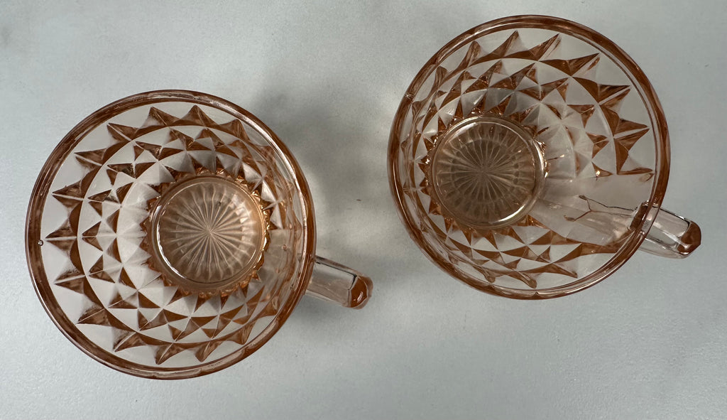 Pink Depression Glass Cup- “Windsor Diamond” Jeannette Glass 1936-1946