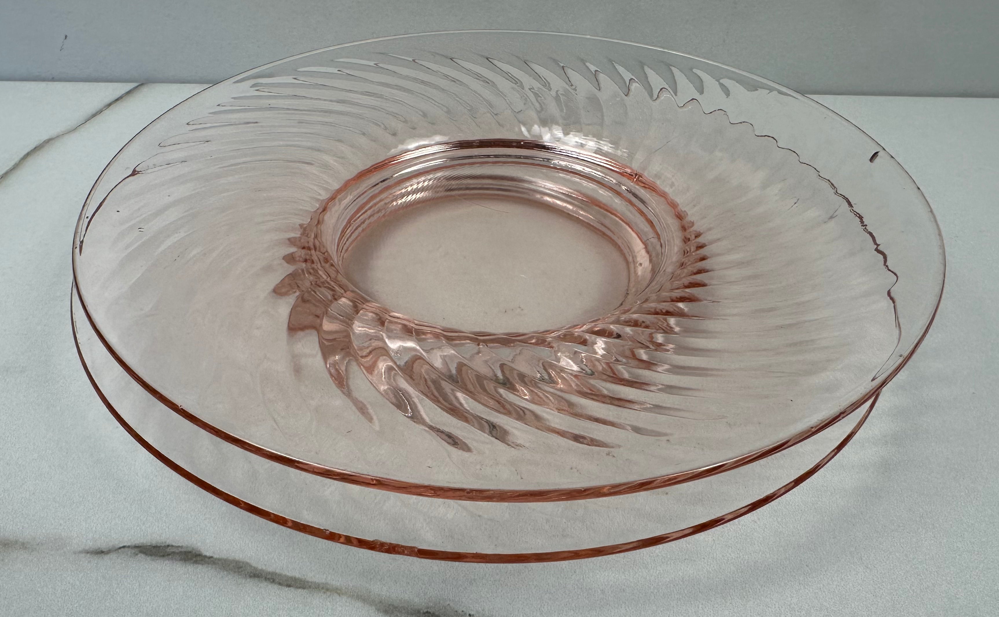 Pink Depression Glass 8 inch Plate - “Twisted Optic” Imperial Glass Co  | 1927-1930