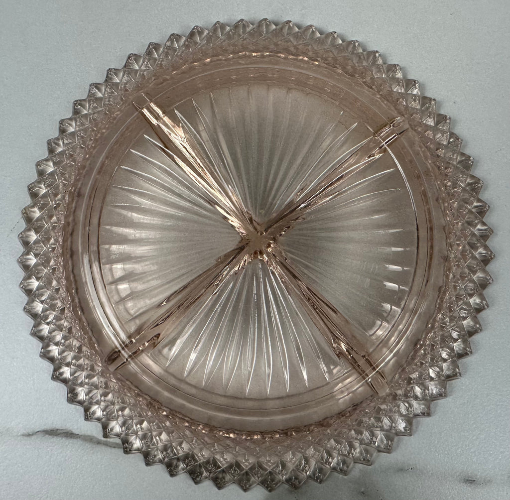 Pink Depression Glass Relish Tray Bowl "Miss America" Anchor Hocking  | 1935-1938