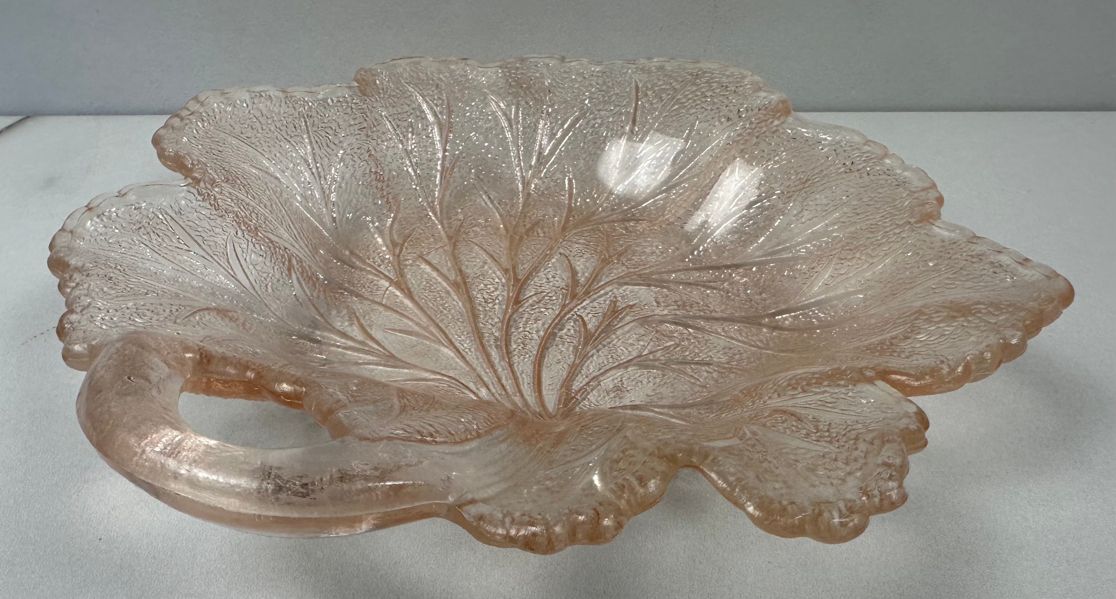 Pink Depression Glass Bowl - "Pebble Leaf " or "Twiggy" Indiana Glass  | Circa 1929-1970