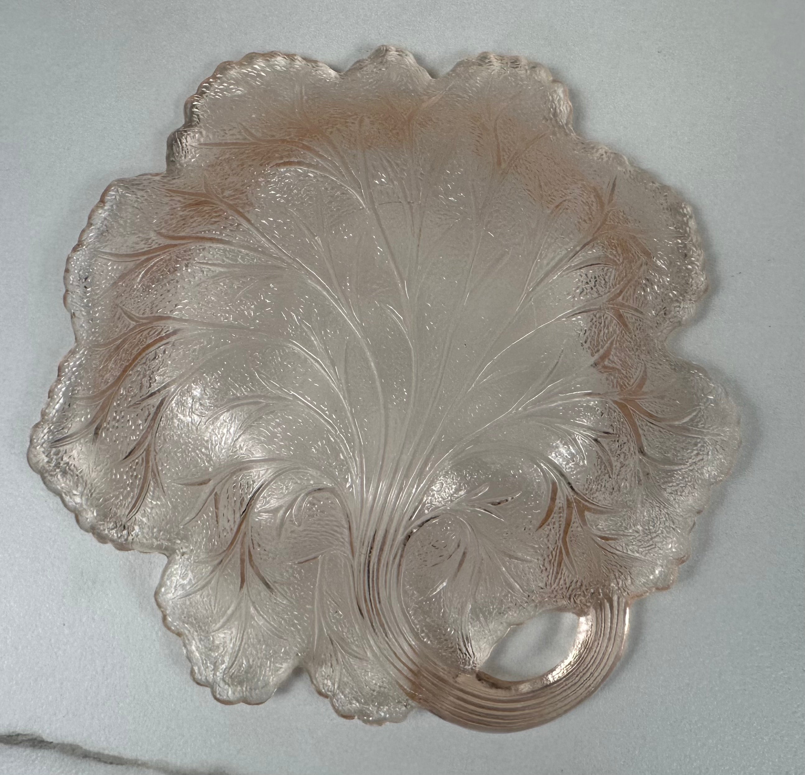 Pink Depression Glass Bowl - "Pebble Leaf " or "Twiggy" Indiana Glass  | Circa 1929-1970
