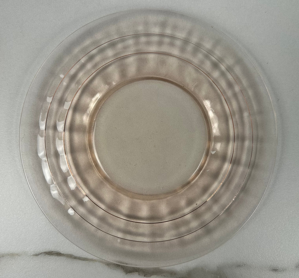 Pink Depression Glass 8 inch Plate - “Block Optic”  Anchor Hocking   | Circa 1929-1933