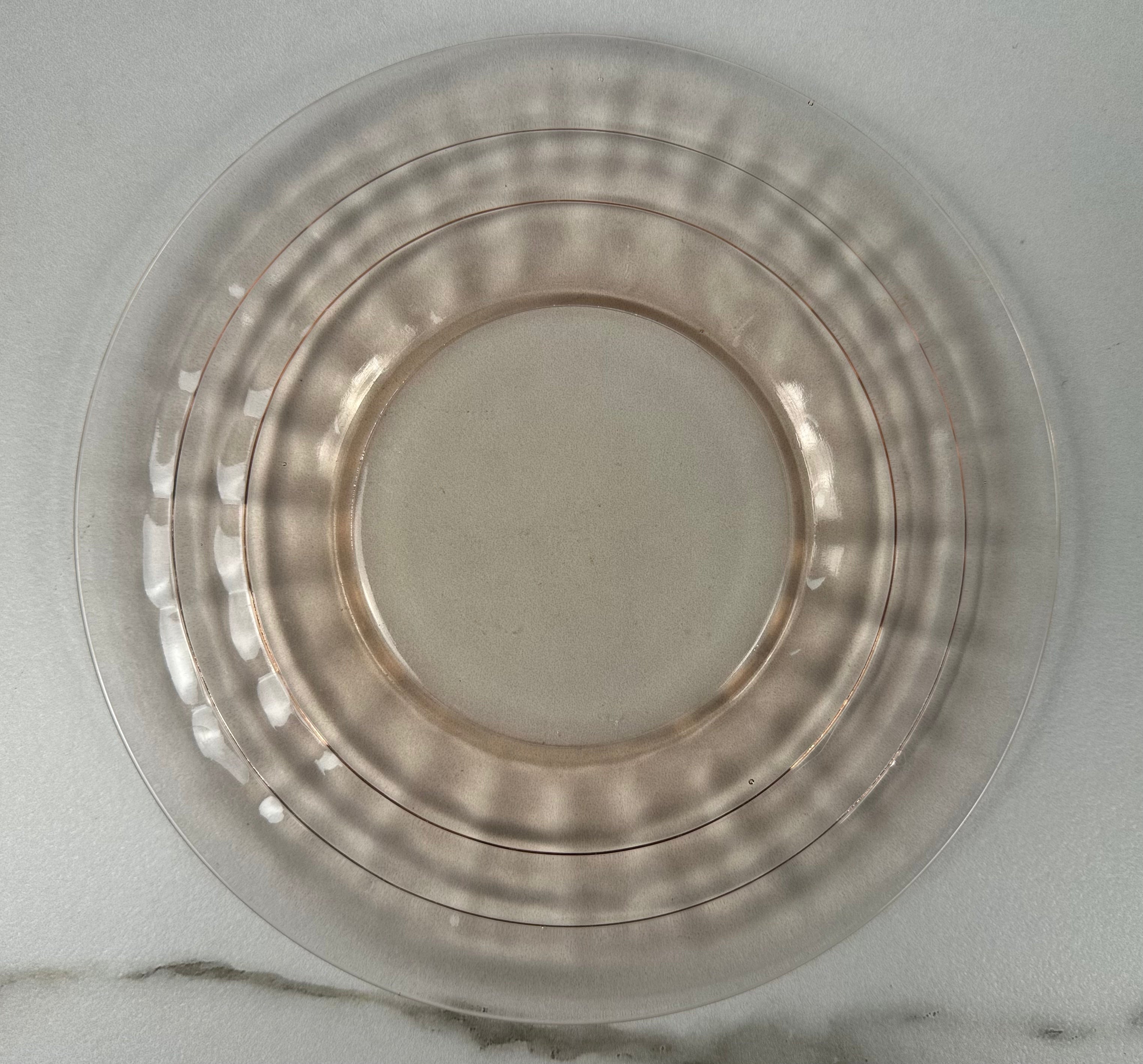 Pink Depression Glass 8 inch Plate - “Block Optic”  Anchor Hocking   | Circa 1929-1933