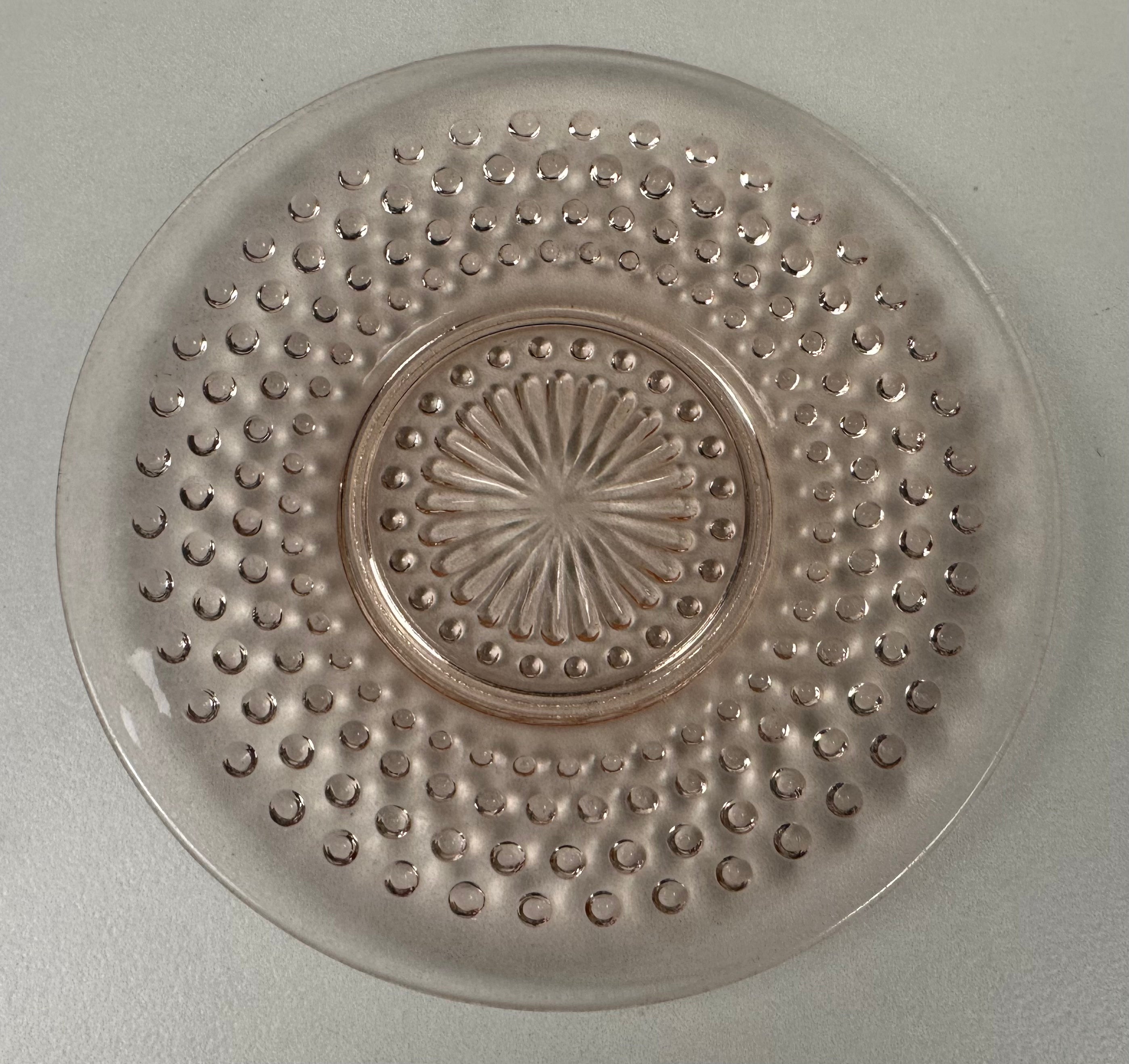 Pink Depression Glass 6 inch Plate - “Hobnail” Anchor Hocking  | Circa 1934-1936