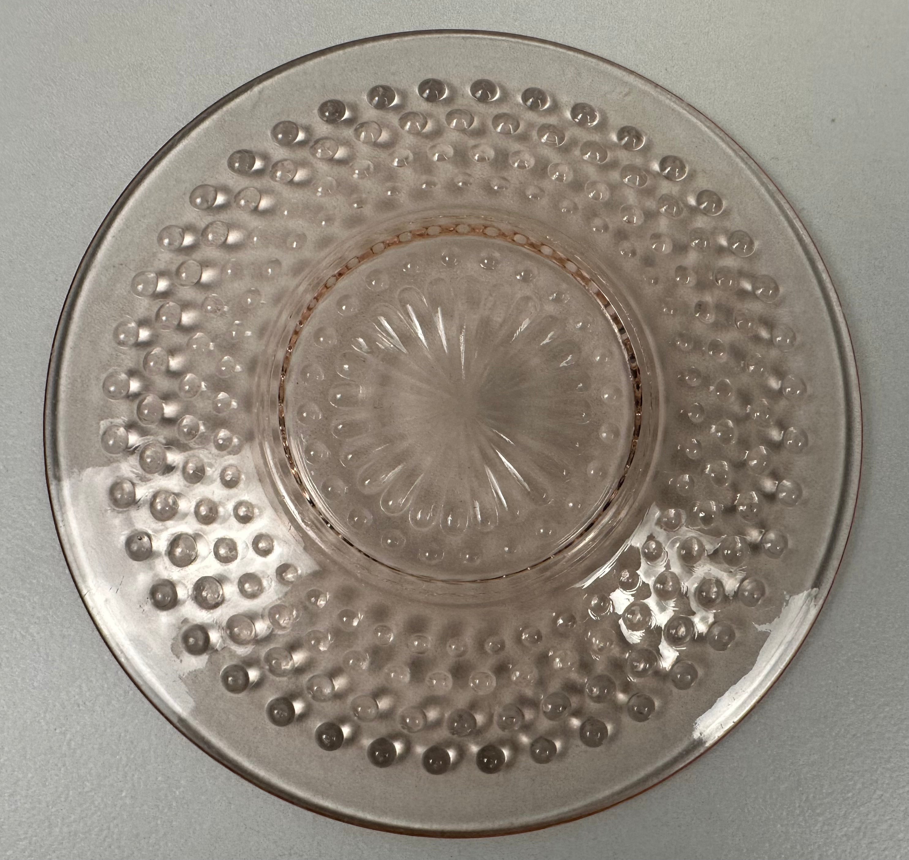 Pink Depression Glass 6 inch Plate - “Hobnail” Anchor Hocking  | Circa 1934-1936
