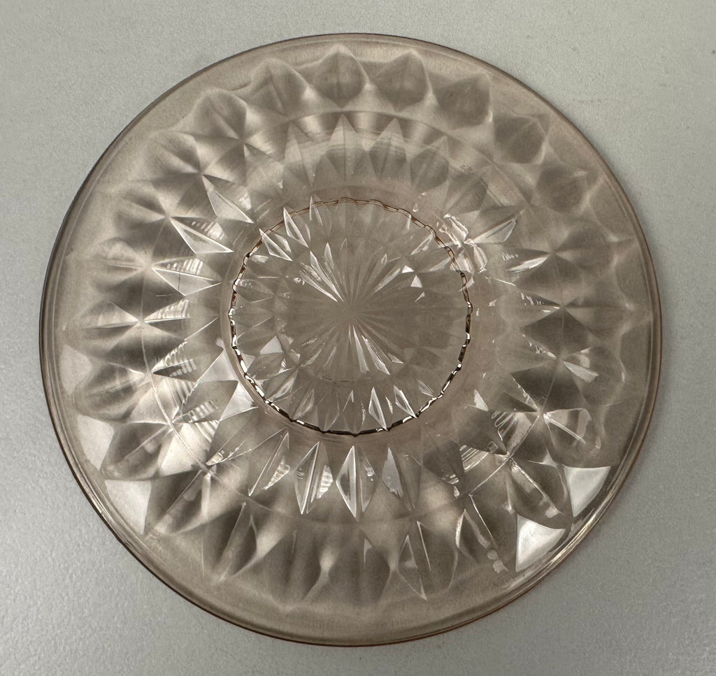 Pink Depression Glass Saucer - “Windsor Diamond” Jeannette Glass  |  Circa 1936-1946