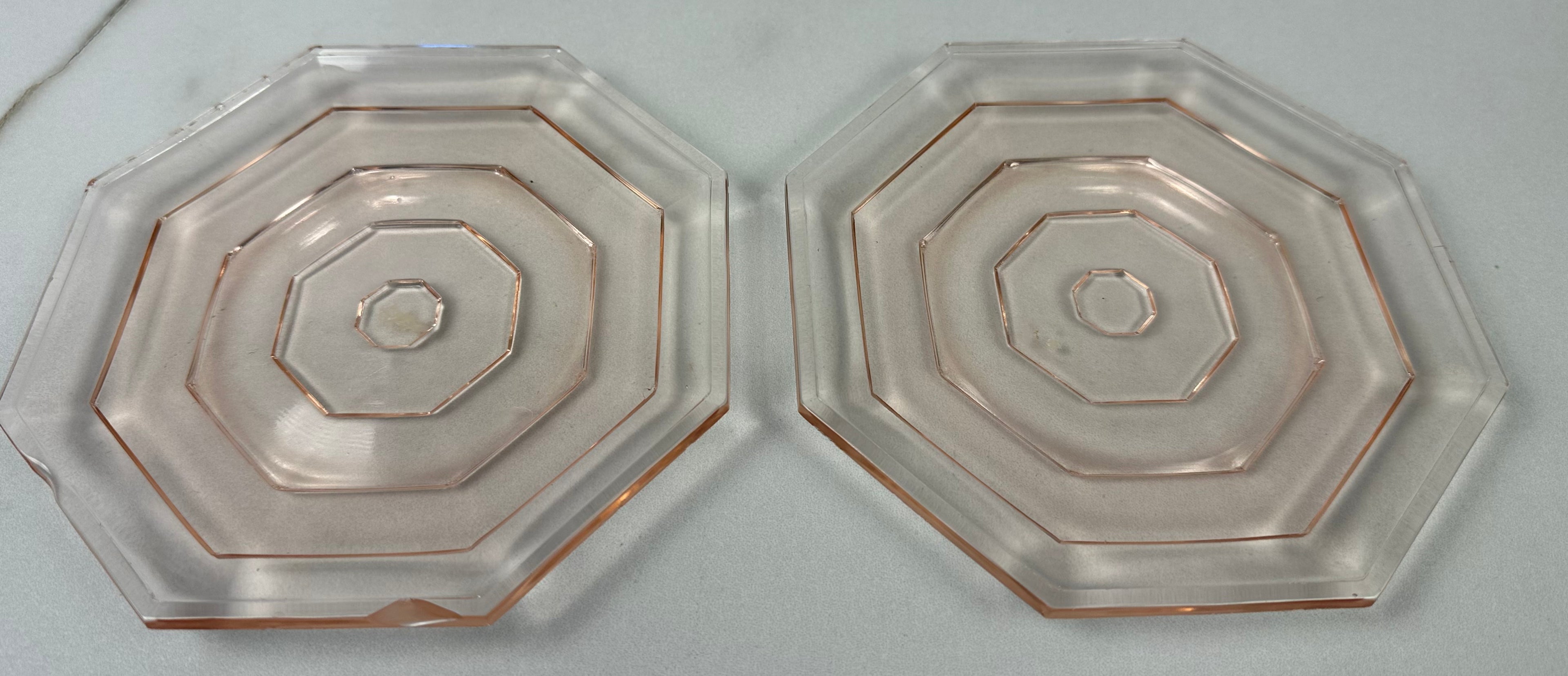 Pink Depression Glass 6 inch Hexagon Plate - Unknown Maker and Pattern | Circa 1930’s