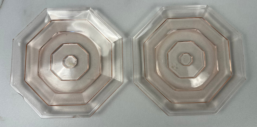 Pink Depression Glass 6 inch Hexagon Plate - Unknown Maker and Pattern | Circa 1930’s