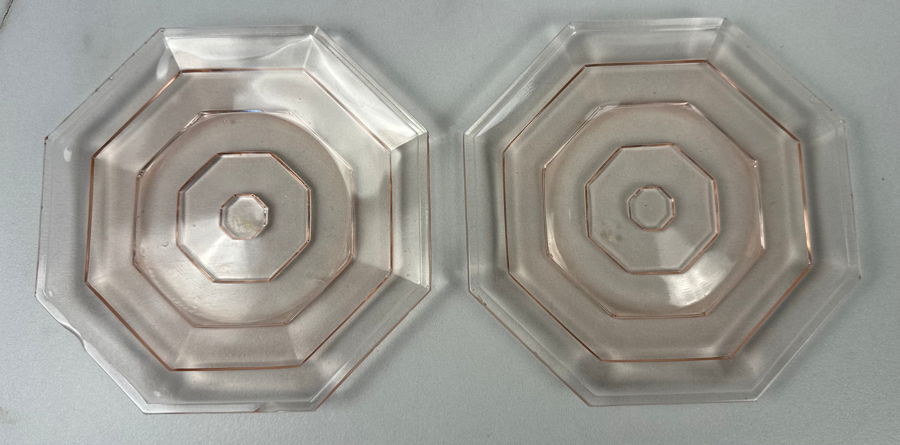 Pink Depression Glass 6 inch Hexagon Plate - Unknown Maker and Pattern | Circa 1930’s