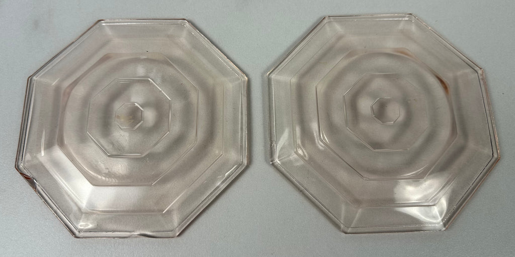 Pink Depression Glass 6 inch Hexagon Plate - Unknown Maker and Pattern | Circa 1930’s