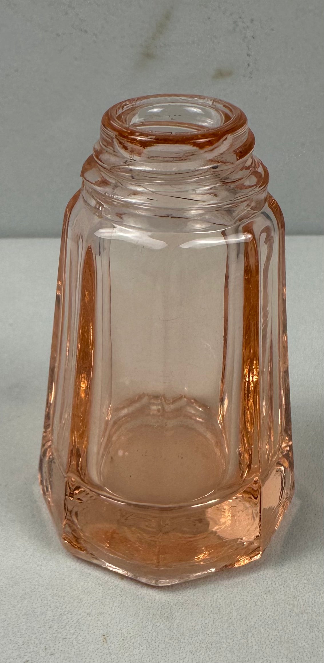 Pink Depression Glass Shaker (no top) - Unknown Maker and Pattern | Circa 1930’s