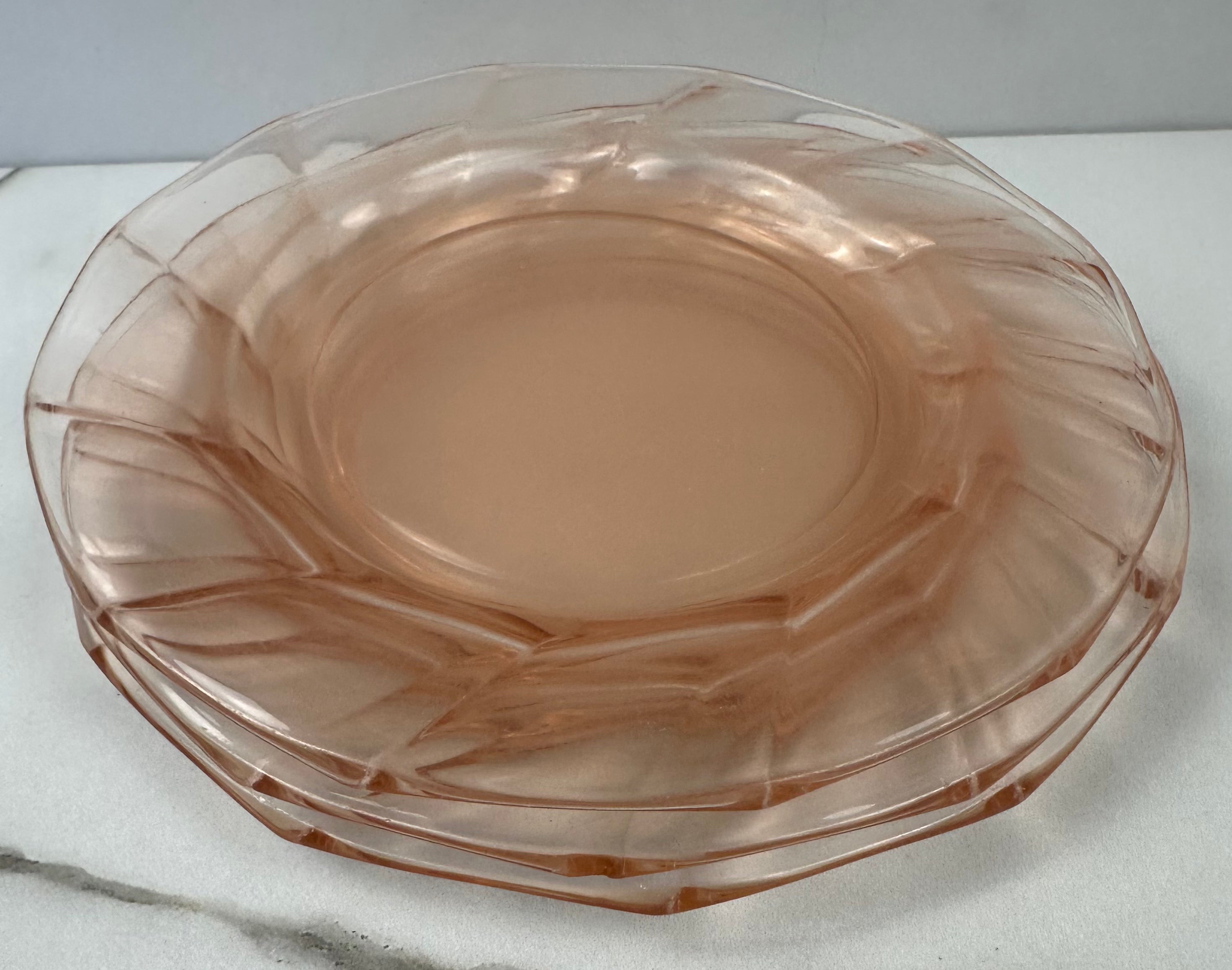Pink Depression Glass 8 inch Plate - “Twist” Heisey Glass   | Circa 1928-1937