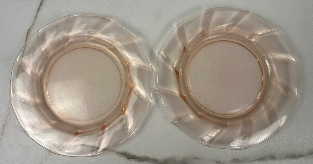 Pink Depression Glass 8 inch Plate - “Twist” Heisey Glass   | Circa 1928-1937