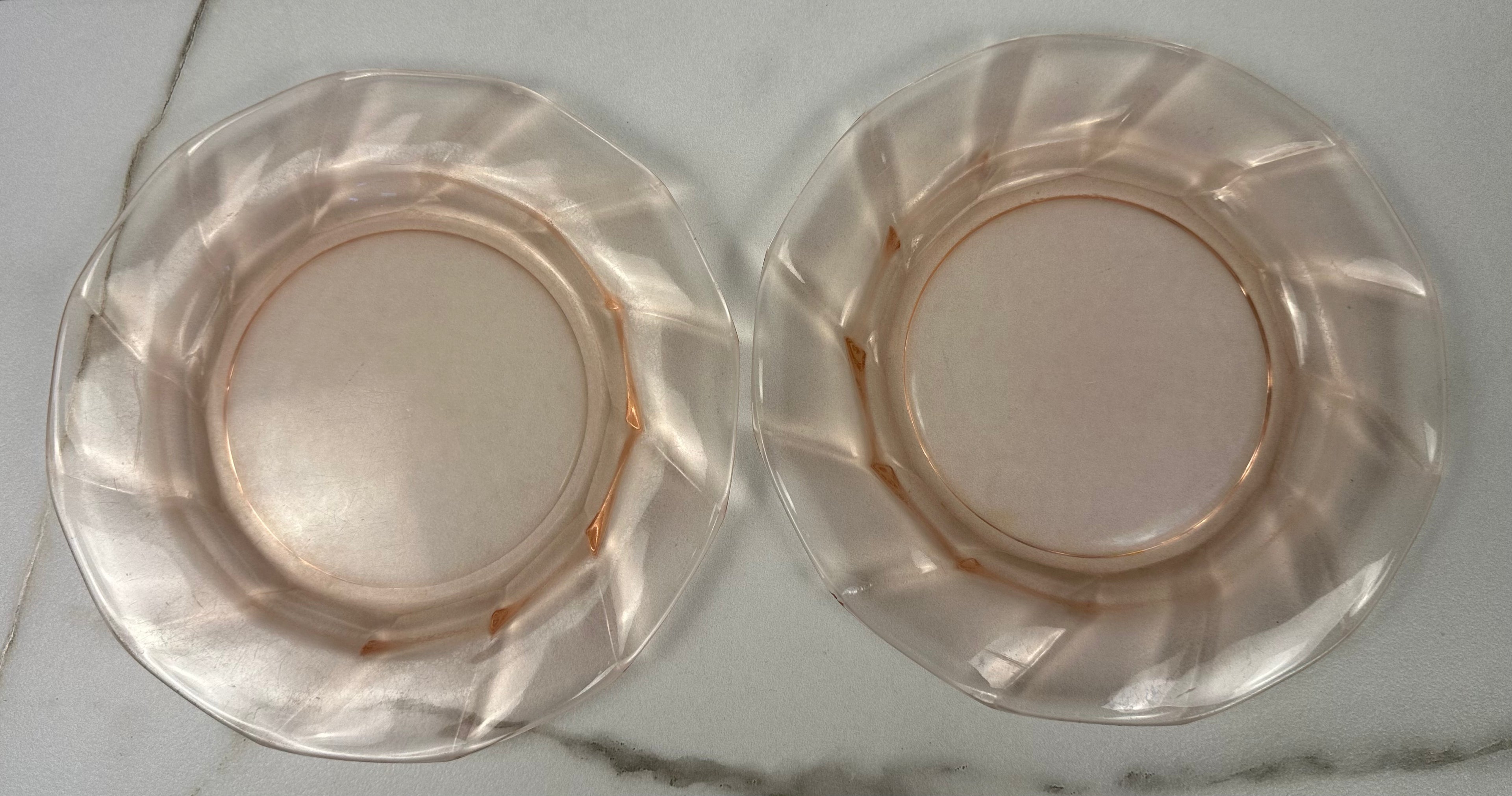 Pink Depression Glass 8 inch Plate - “Twist” Heisey Glass   | Circa 1928-1937