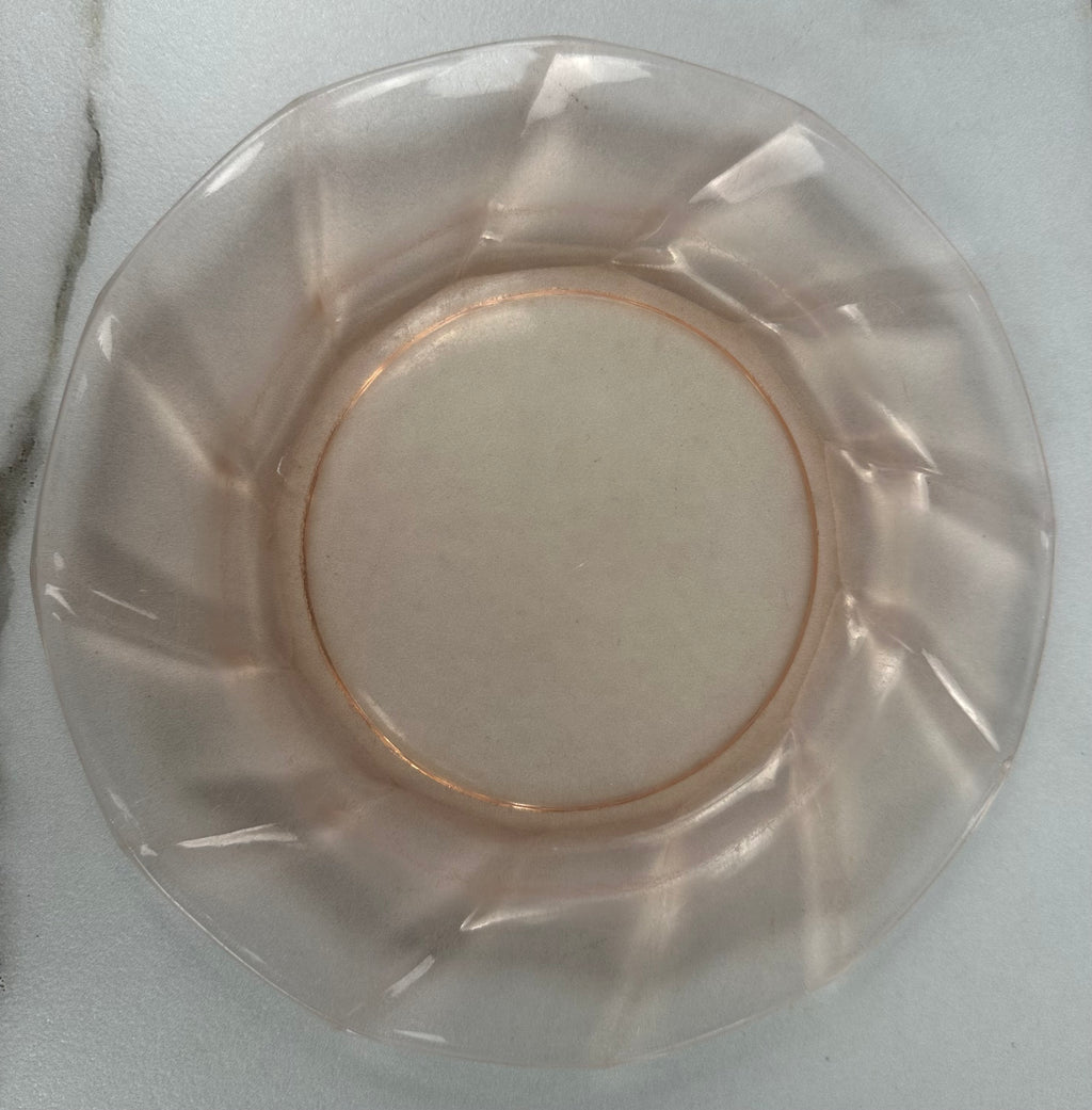 Pink Depression Glass 8 inch Plate - “Twist” Heisey Glass   | Circa 1928-1937