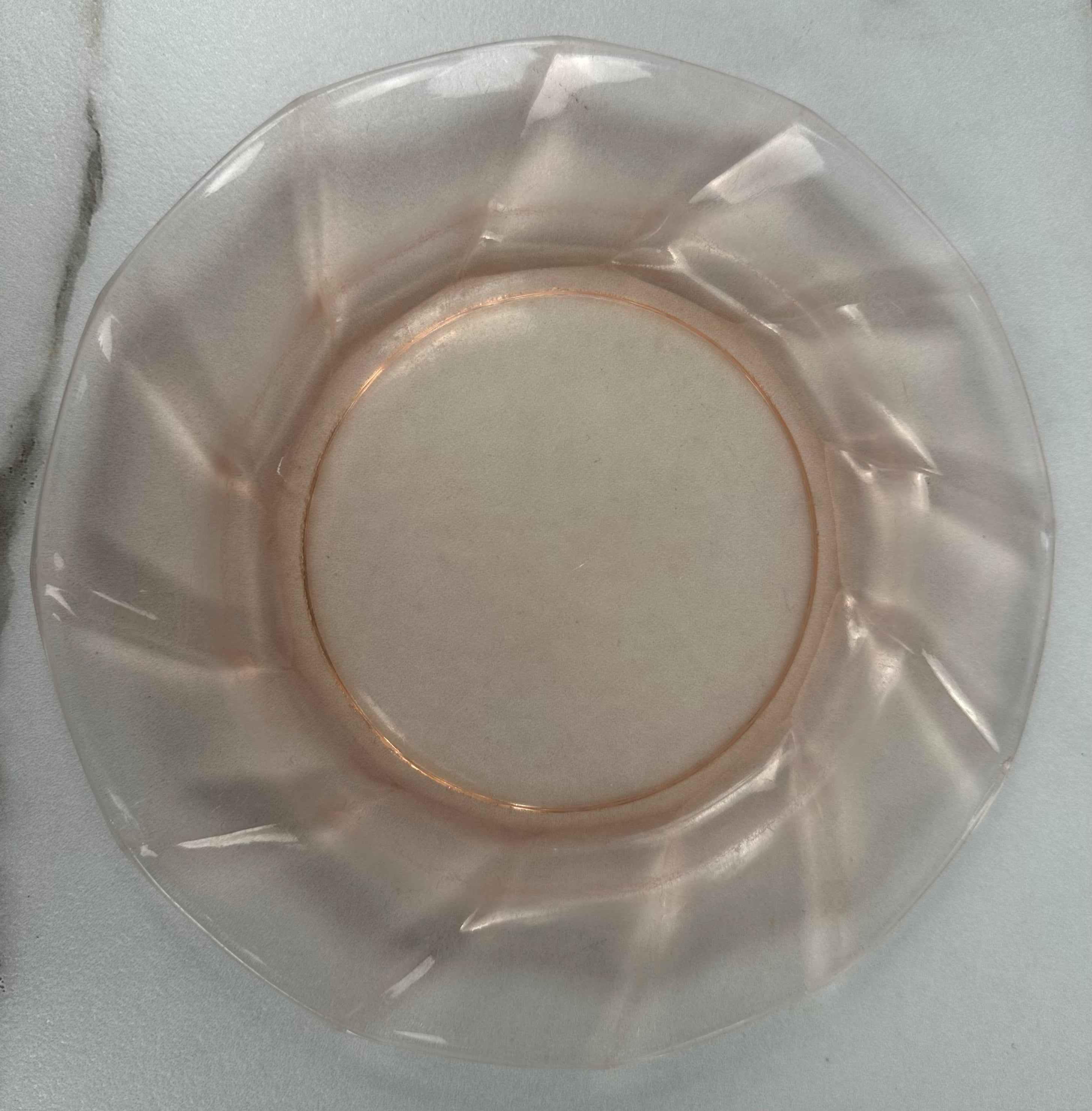 Pink Depression Glass 8 inch Plate - “Twist” Heisey Glass   | Circa 1928-1937