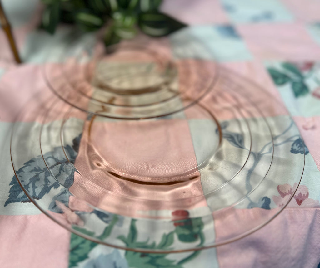 Pink Depression Glass 6 1/4 Inch Plate - “Block Optic”  Anchor Hocking |  Circa 1929-1933