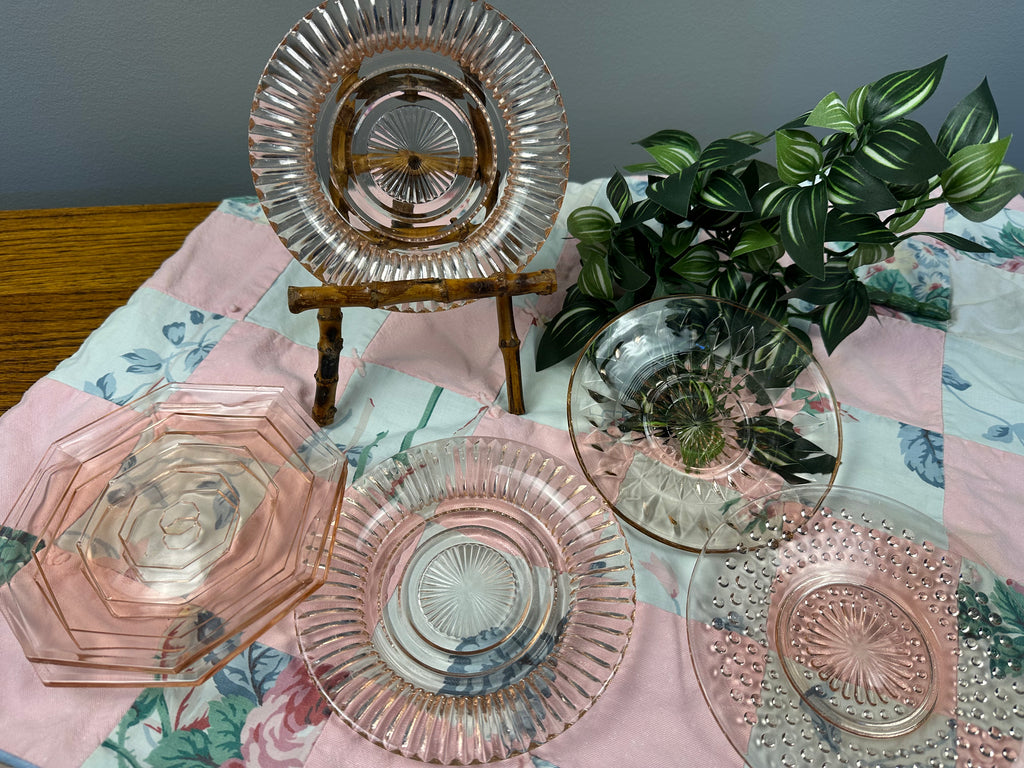 Pink Depression Glass 6 1/4 Inch Plate - “Block Optic”  Anchor Hocking |  Circa 1929-1933
