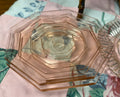 Pink Depression Glass 6 inch Hexagon Plate - Unknown Maker and Pattern | Circa 1930’s