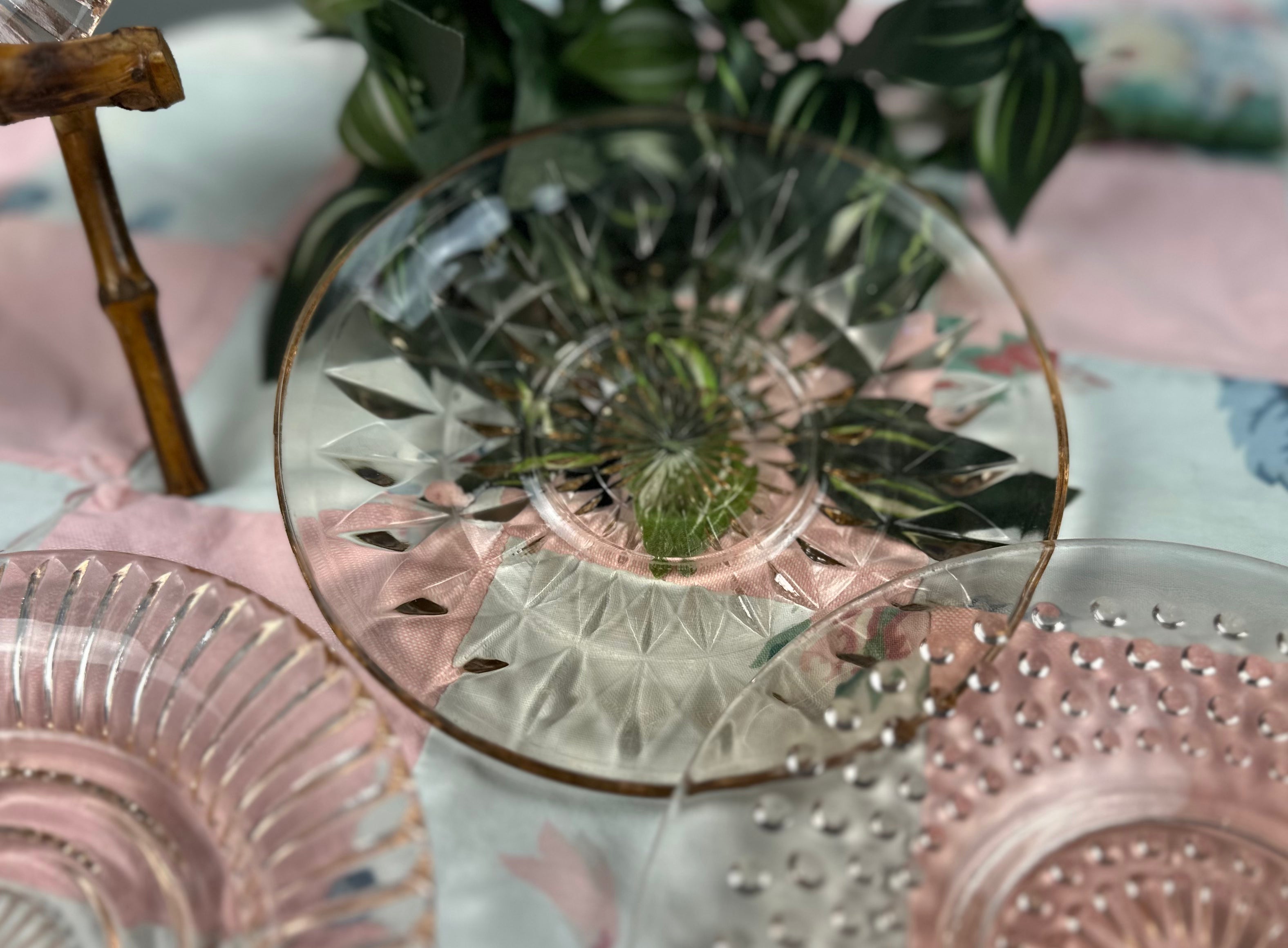 Pink Depression Glass Saucer - “Windsor Diamond” Jeannette Glass  |  Circa 1936-1946