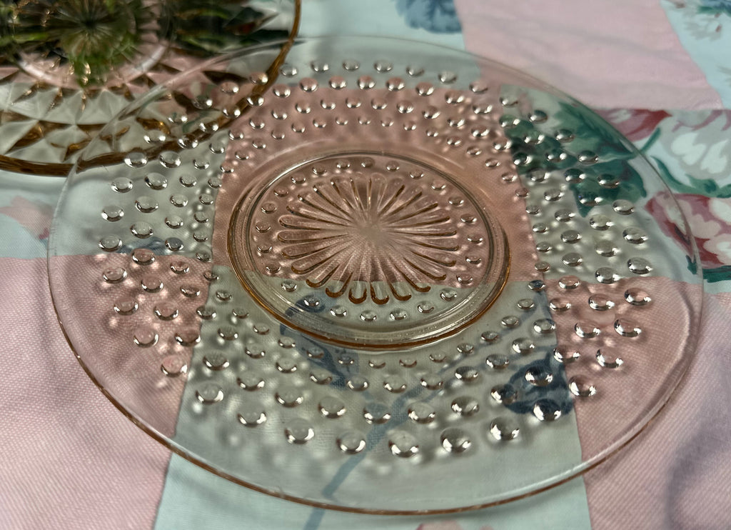 Pink Depression Glass 6 inch Plate - “Hobnail” Anchor Hocking  | Circa 1934-1936