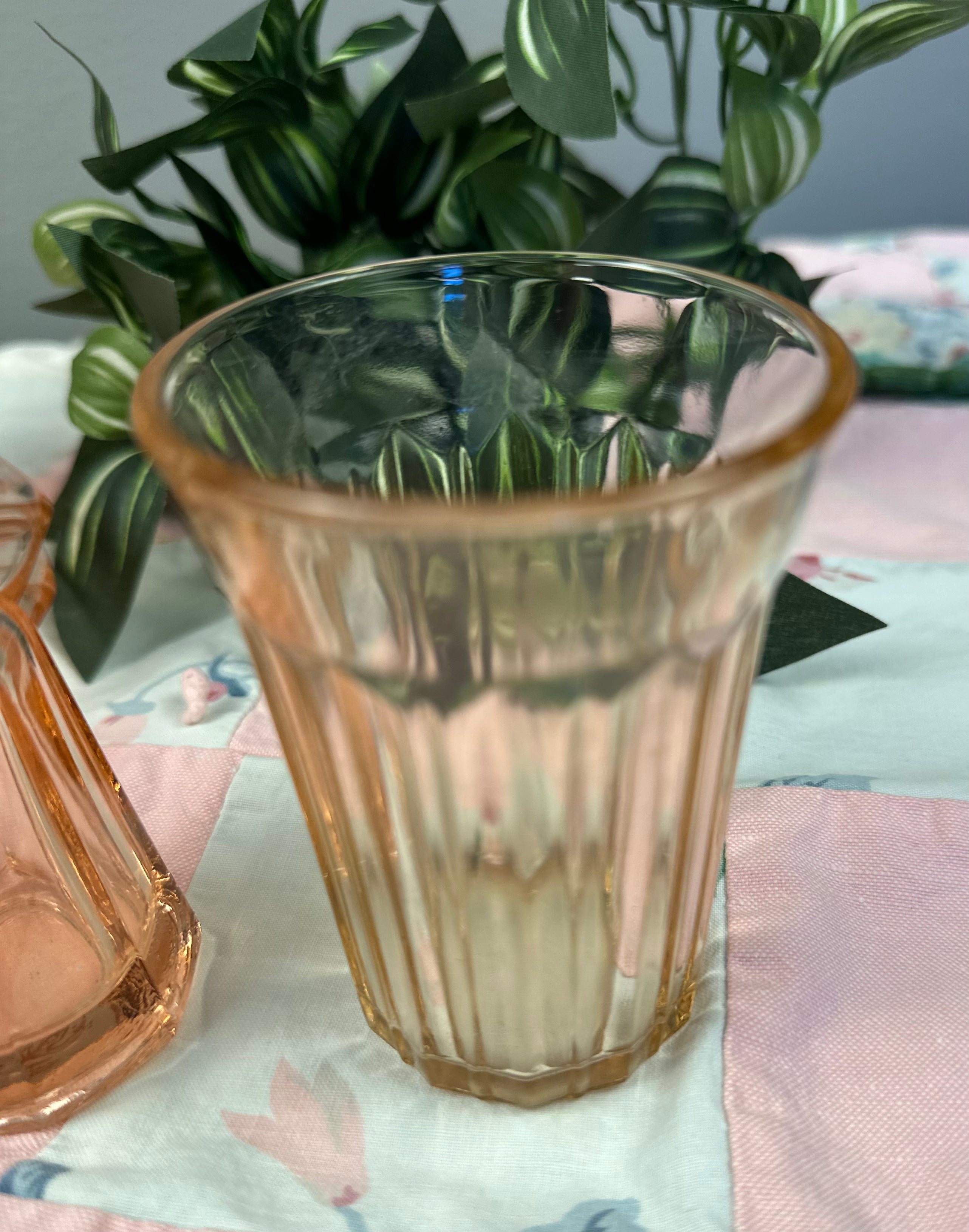 Pink Depression Glass 9 ounce Juice Tumbler - “Fortune” Hocking Glass  | Circa 1937-1938