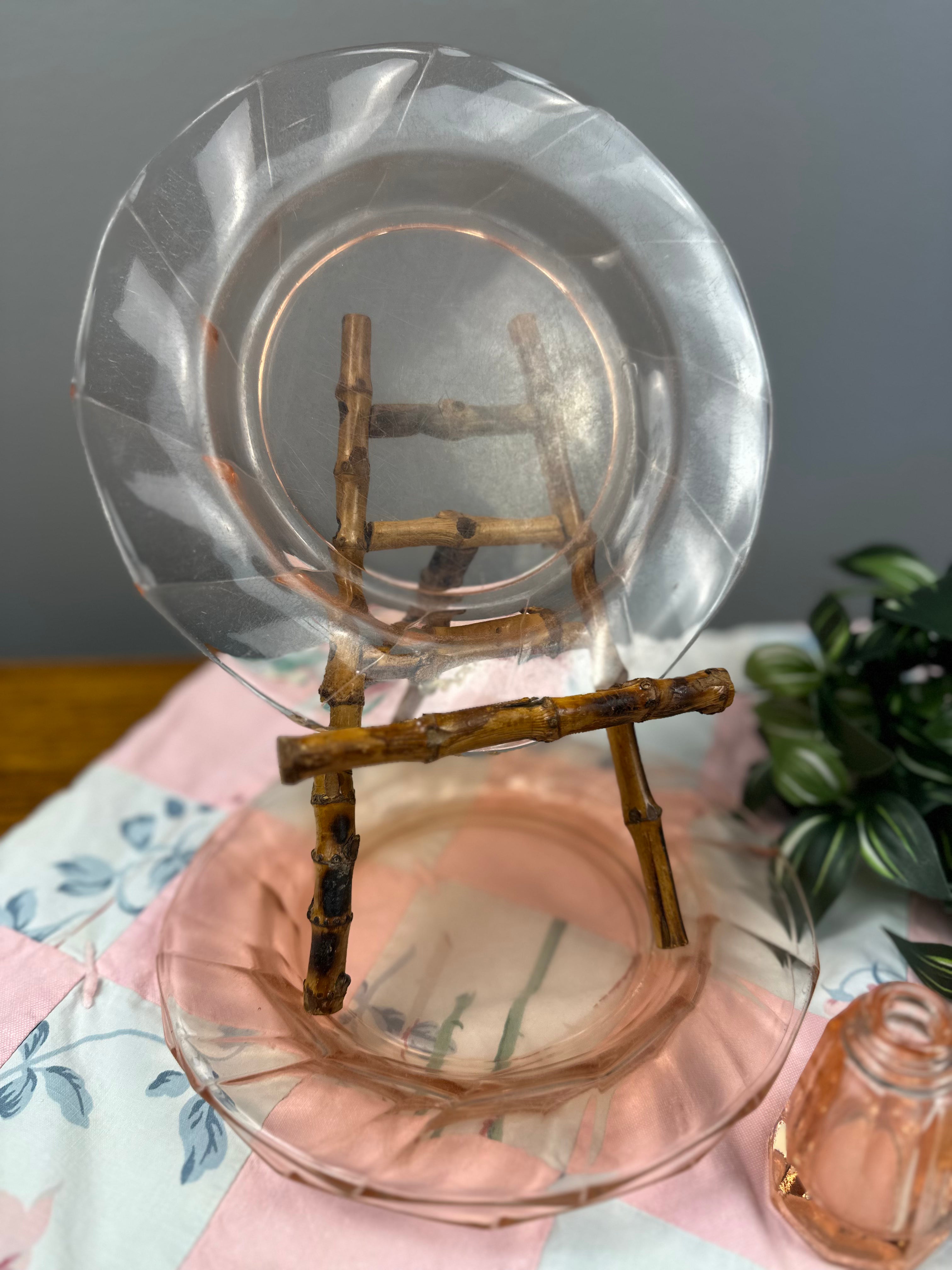 Pink Depression Glass 8 inch Plate - “Twist” Heisey Glass   | Circa 1928-1937