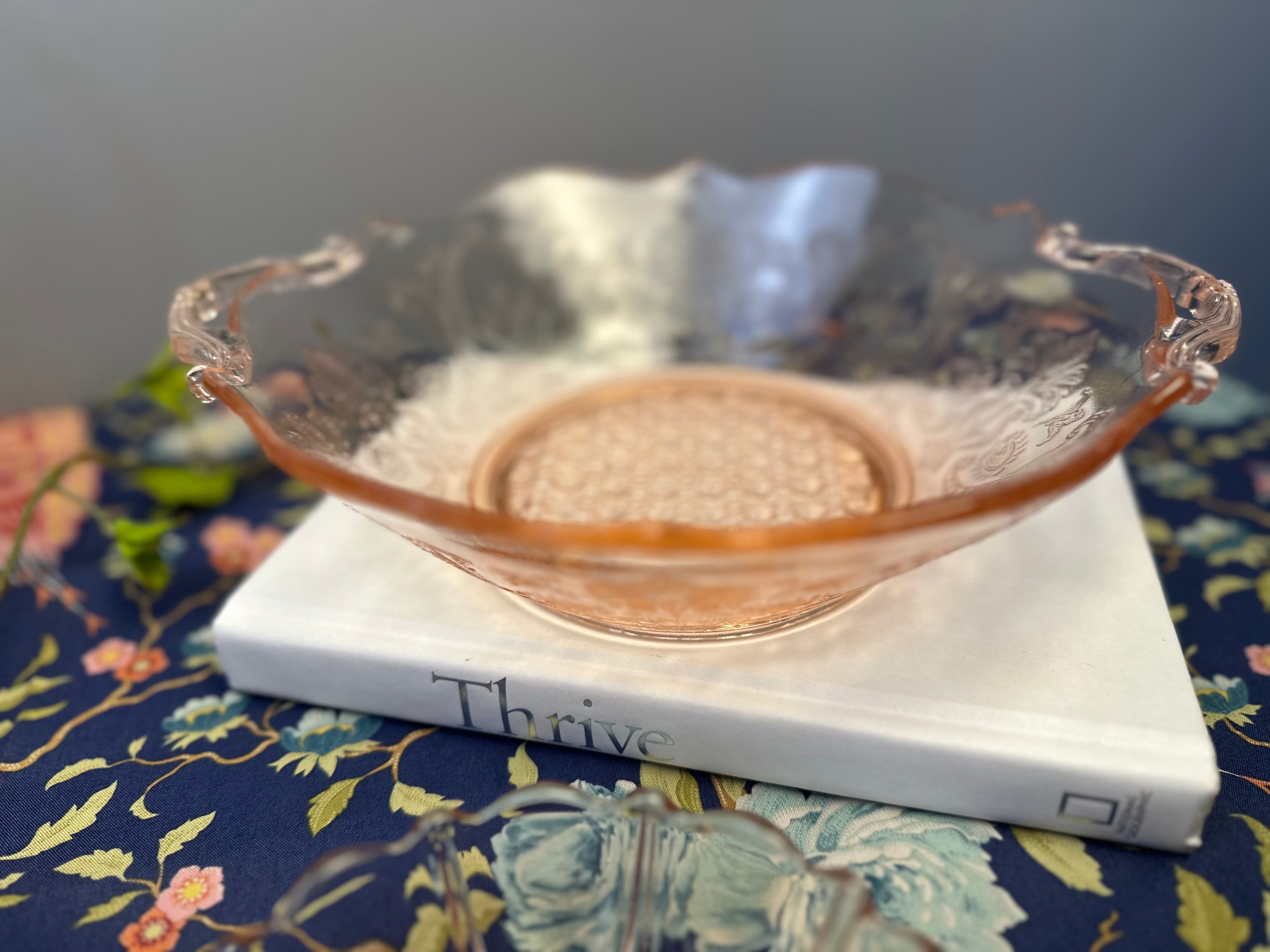 Pink Depression Glass 9 1/2 inch Bowl   - “Landrum” Lancaster Glass  | Circa 1934-1937