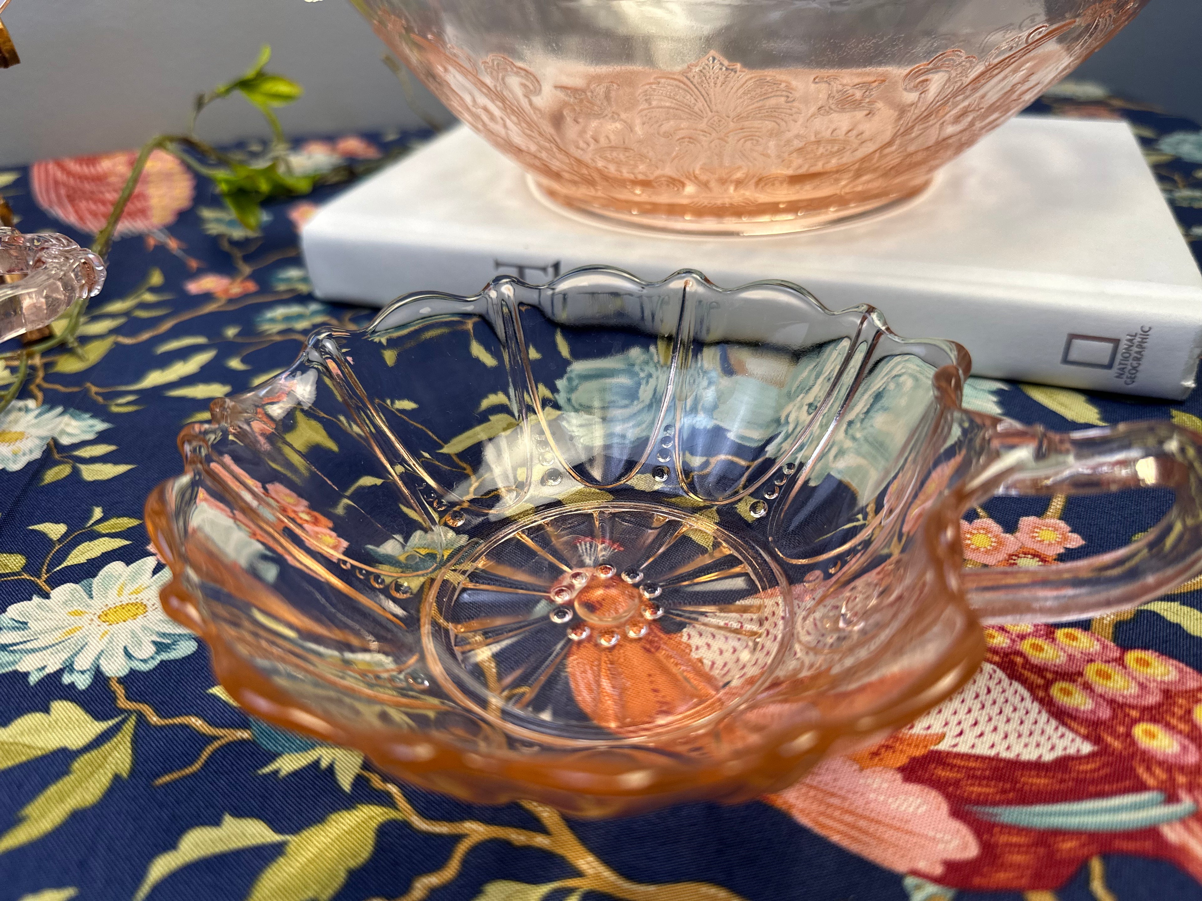 Pink Depression Glass Candy Dish - "Oyster and Pearl" Anchor Hocking | Circa 1938-1940