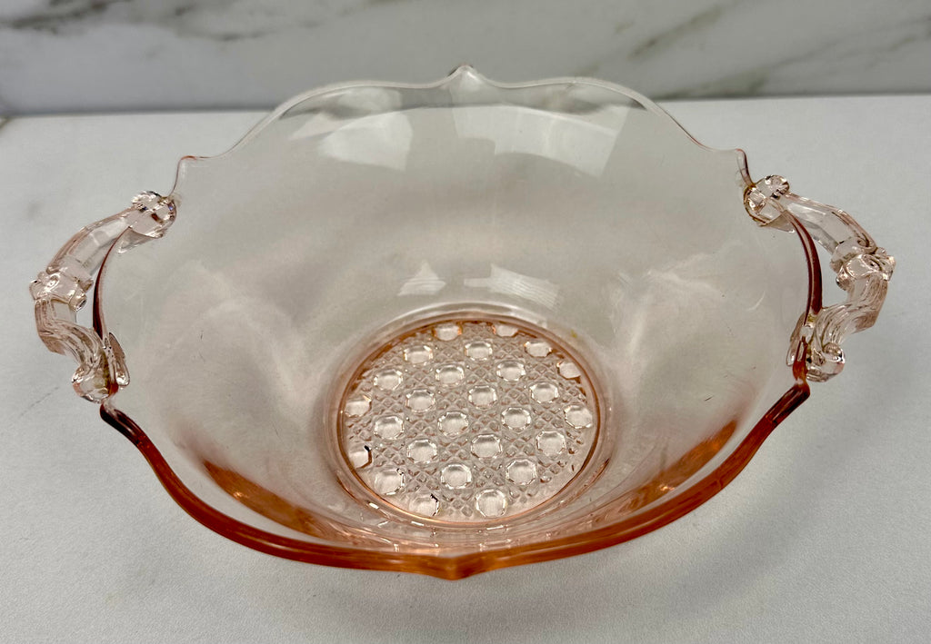 Pink Depression Glass 6 1/2 inch Bon Bon/Candy Dish  - “Landrum” Lancaster Glass  | Circa 1934-1937