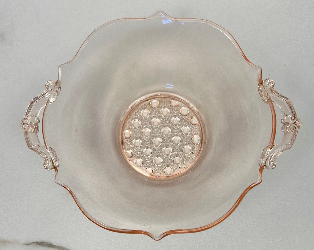 Pink Depression Glass 6 1/2 inch Bon Bon/Candy Dish  - “Landrum” Lancaster Glass  | Circa 1934-1937