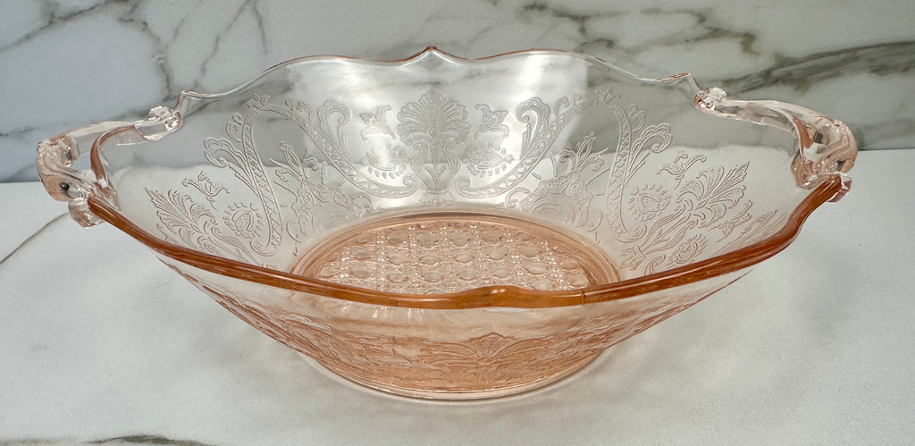 Pink Depression Glass 9 1/2 inch Bowl   - “Landrum” Lancaster Glass  | Circa 1934-1937