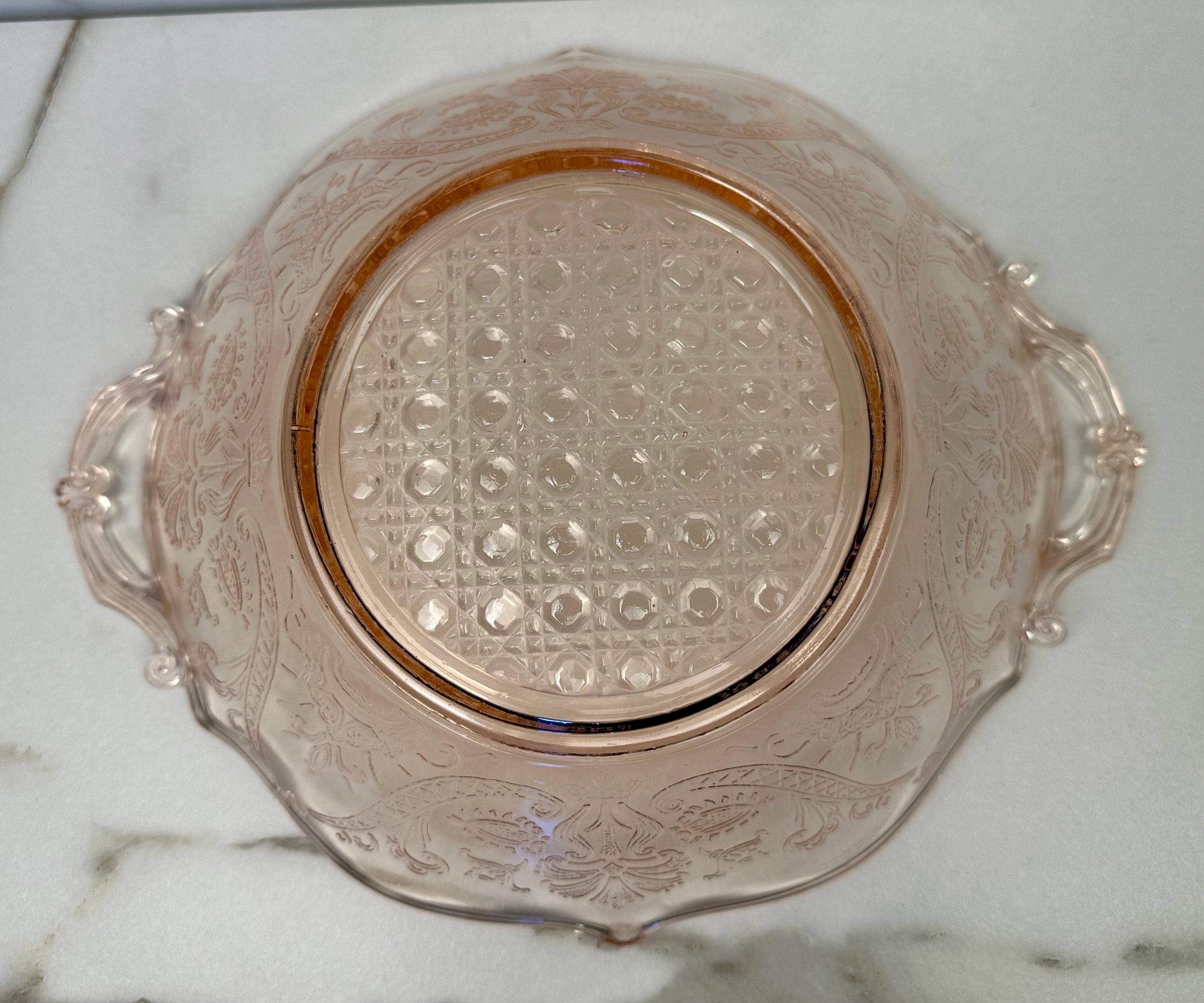 Pink Depression Glass 9 1/2 inch Bowl   - “Landrum” Lancaster Glass  | Circa 1934-1937