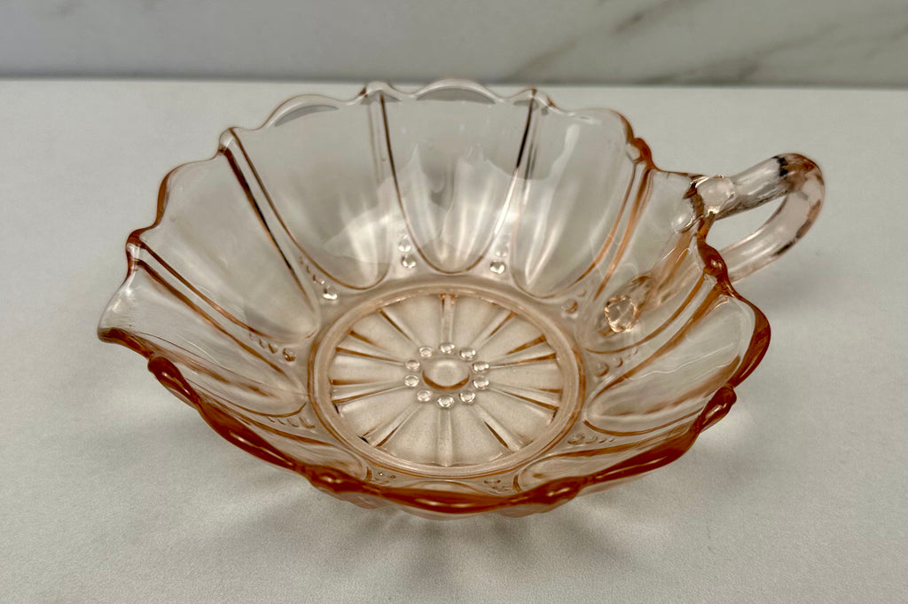 Pink Depression Glass Candy Dish - "Oyster and Pearl" Anchor Hocking | Circa 1938-1940