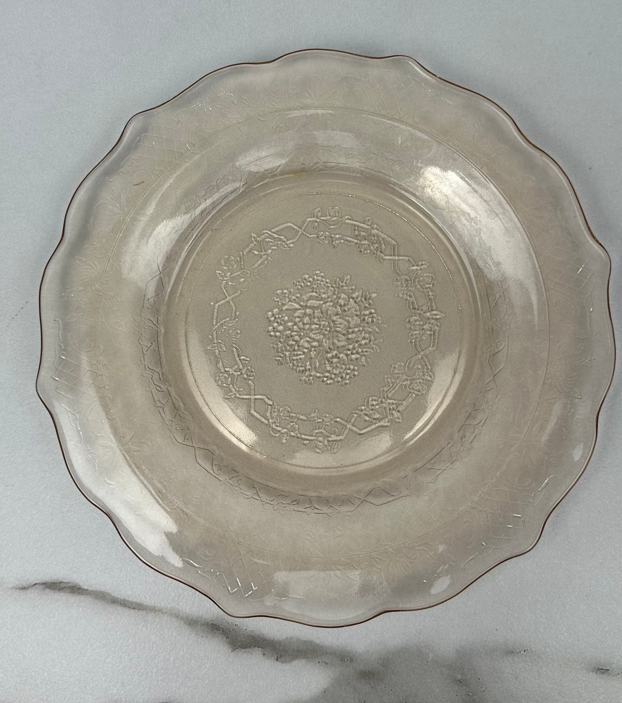 Pink Depression Glass Luncheon Plate - "Normandie" Federal Glass | Circa 1933-1940