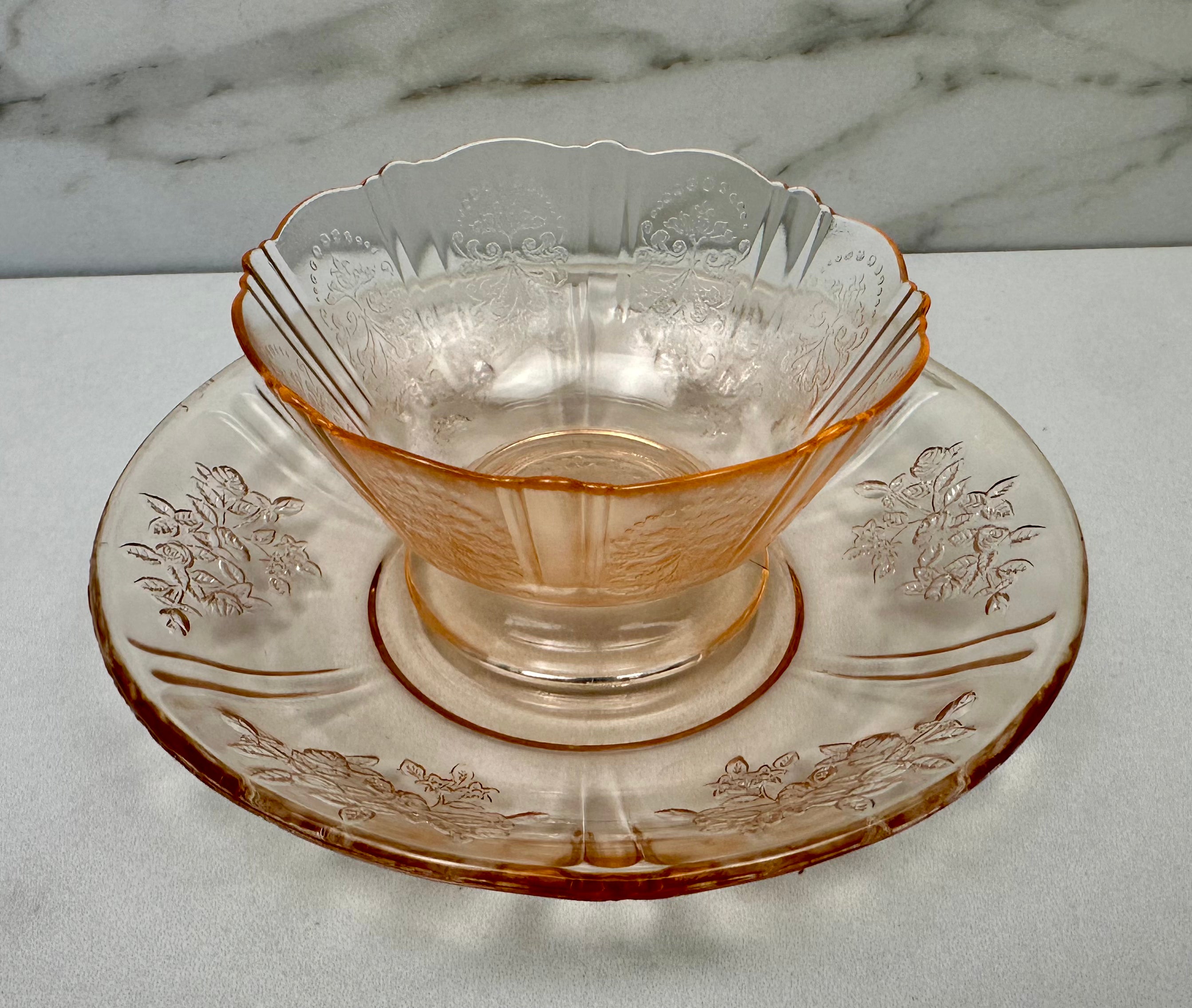 Pink Depression Glass Bowl - “ Sharon/ Cabbage Rose” Federal Glass | Circa 1935-1939