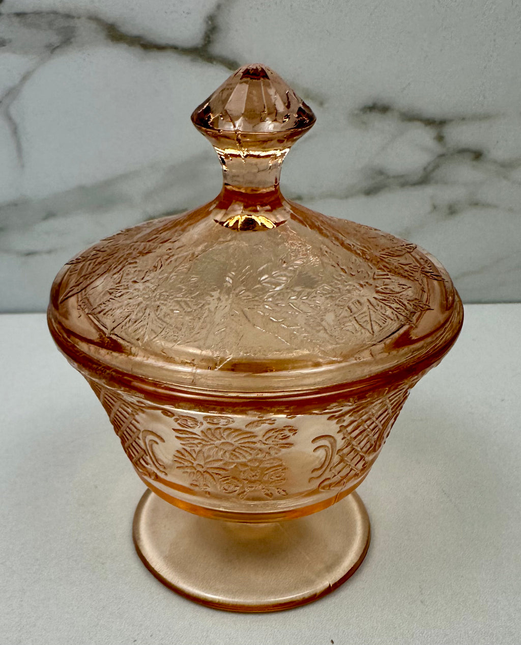 Pink Depression Glass  Dessert Bowl - “Normandie Bouquet” Federal Glass Co. | Circa 1933-1940