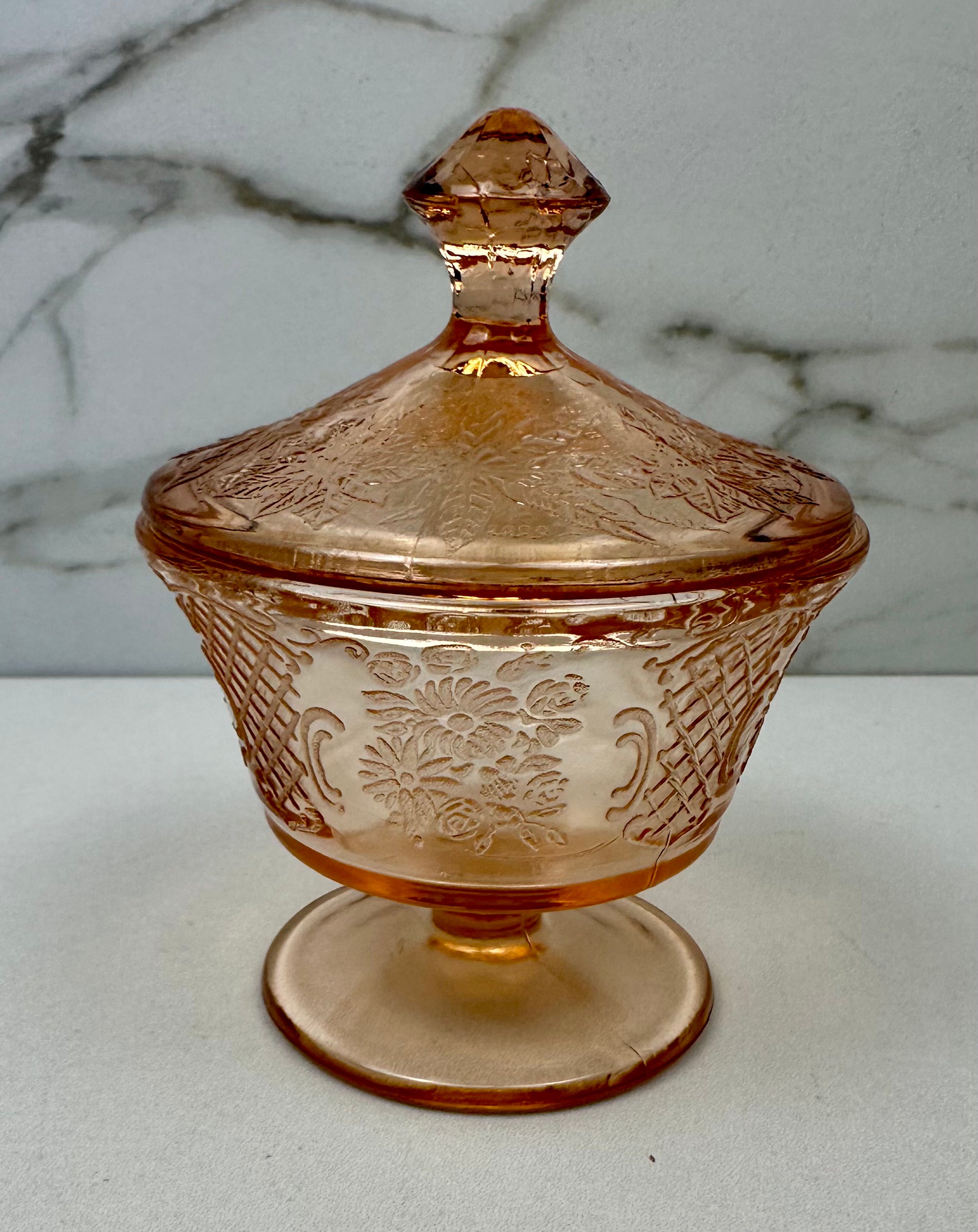 Pink Depression Glass  Dessert Bowl - “Normandie Bouquet” Federal Glass Co. | Circa 1933-1940