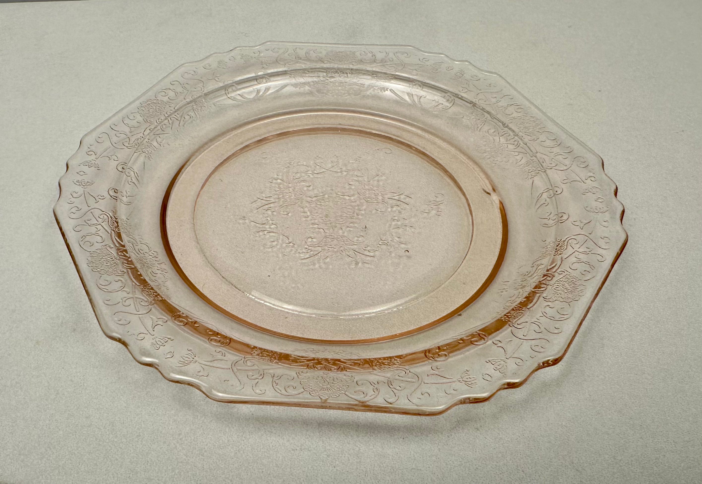 Pink Depression Glass Salad Plate- ““Florentine” Hazel Atlas | Circa 1932-1935
