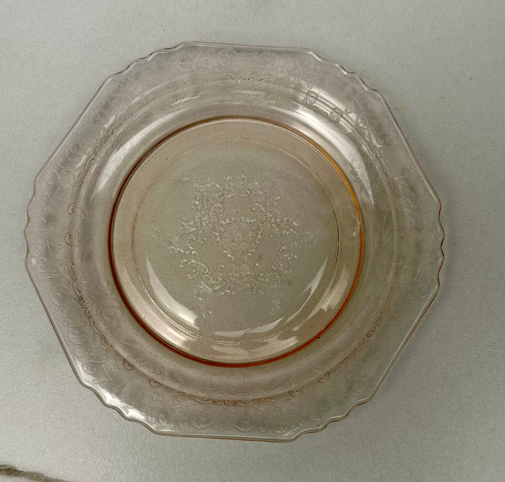 Pink Depression Glass Salad Plate- ““Florentine” Hazel Atlas | Circa 1932-1935