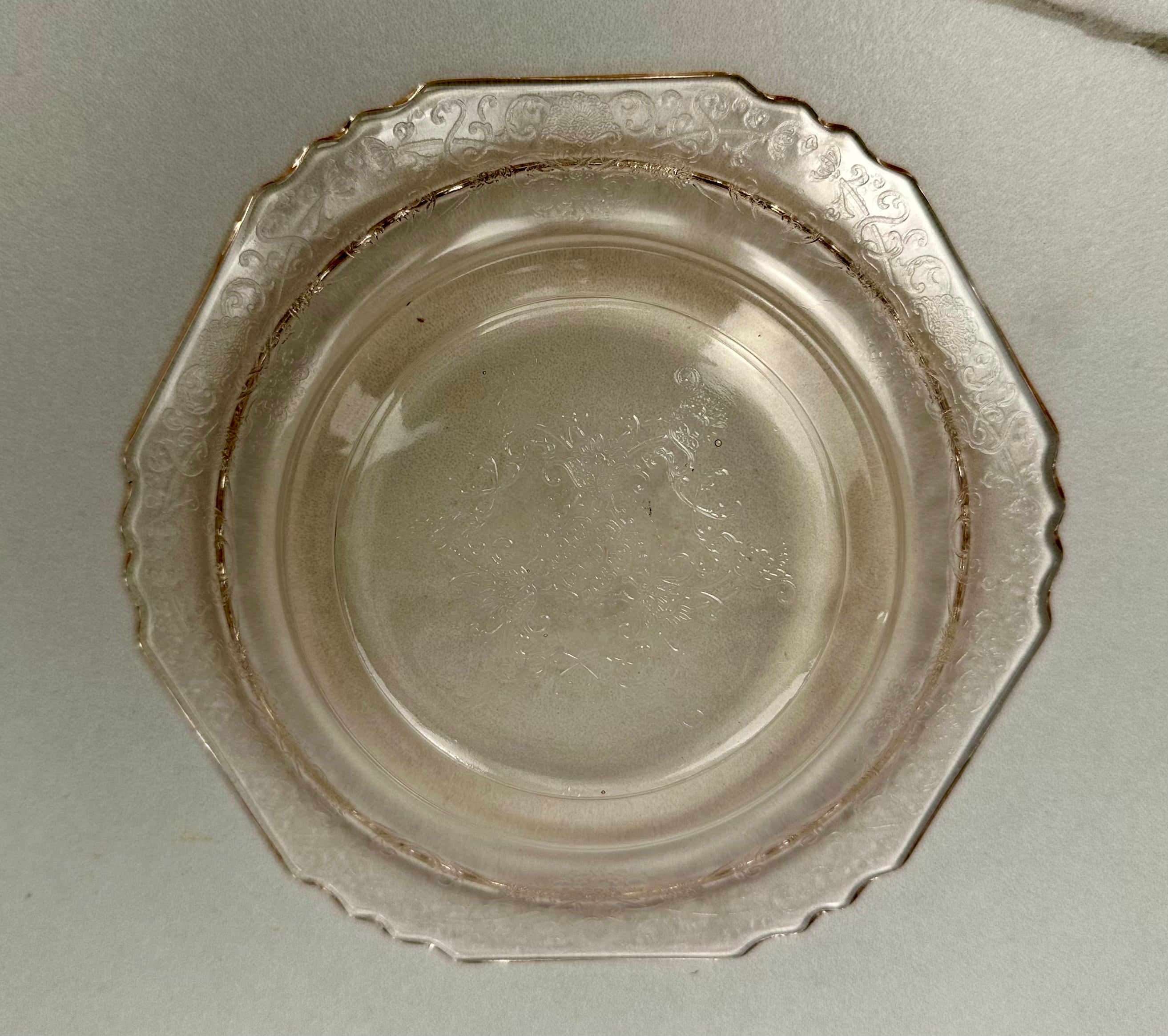 Pink Depression Glass Salad Plate- ““Florentine” Hazel Atlas | Circa 1932-1935