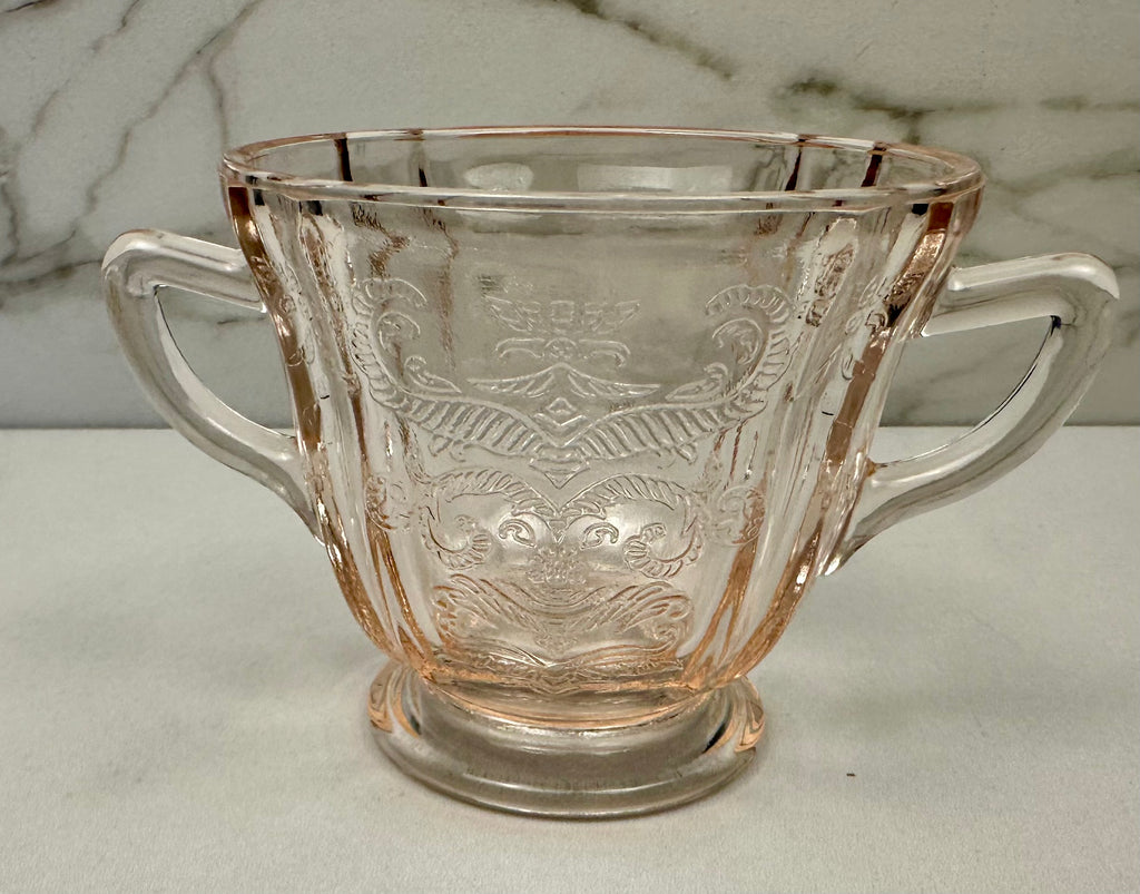 Pink Depression Glass Open Sugar Bowl - “Madrid”  Indiana Glass | Circa 1932-1939