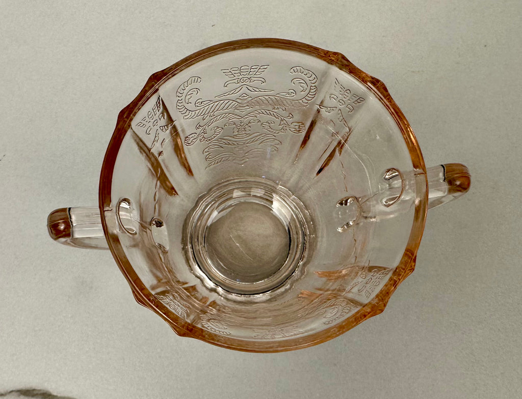 Pink Depression Glass Open Sugar Bowl - “Madrid”  Indiana Glass | Circa 1932-1939